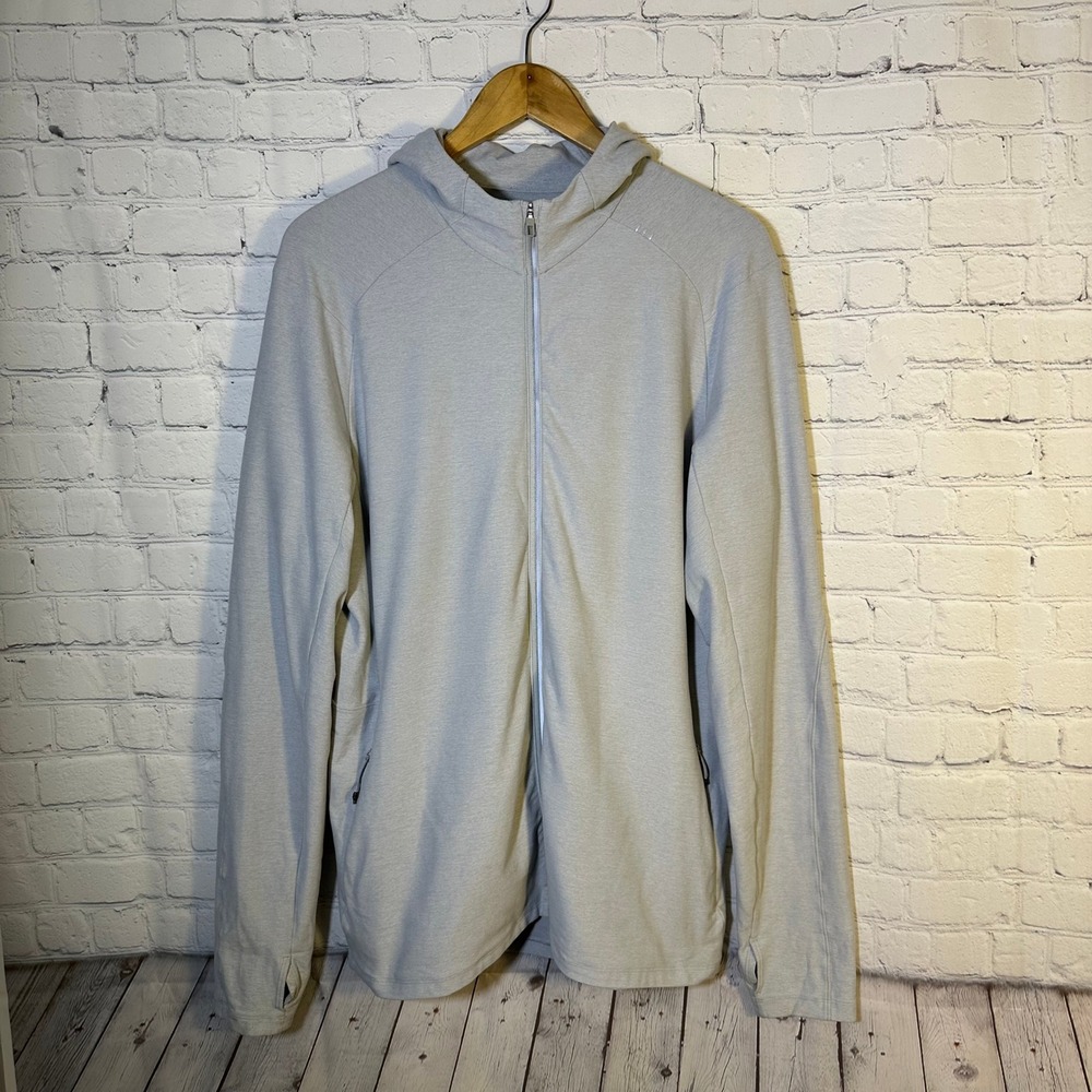 Lululemon Surge Full Zip Hoodie Light Gray Mens Large L M4A70S Performance